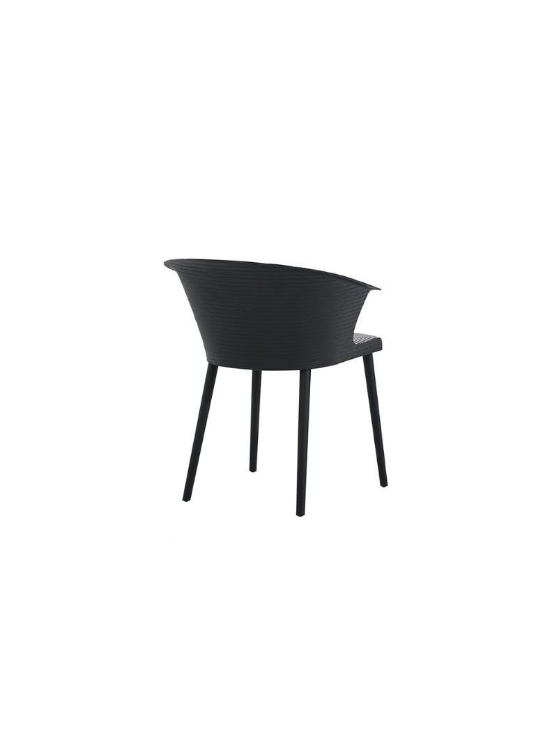 Royaloak Brix Fiber Cafe Chair, Fiber Construction, Moulded Fiber Sturdy Legs, Ergonomically Designed with Curved Backrest & Armrest, Fabric Upholstered Cushion Seat, Dual Color Grey & Black. - Image 5